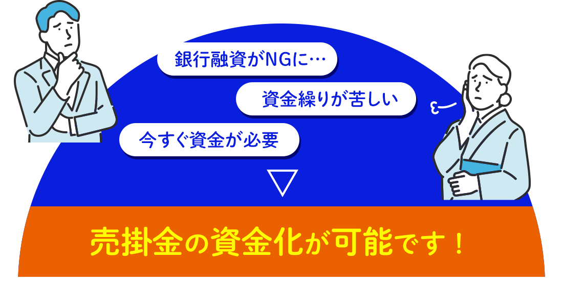 銀行融資がNGに…資金繰りが苦しい…今すぐ資金が必要…売掛金の資金化が可能です！